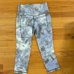 Athleta Blue and Gray Tie-Dye Leggings